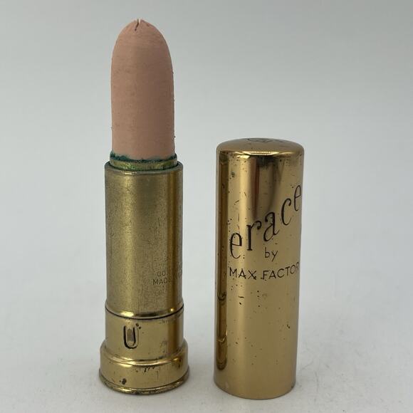 Vintage Max Factor Erace NATURAL Cover Up Concealer Gold Brass Tube NOS - Picture 1 of 7